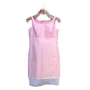 Serafina Vintage Babydoll Empire Sheath Pink Taffeta Embroidered Sheer Layer 8